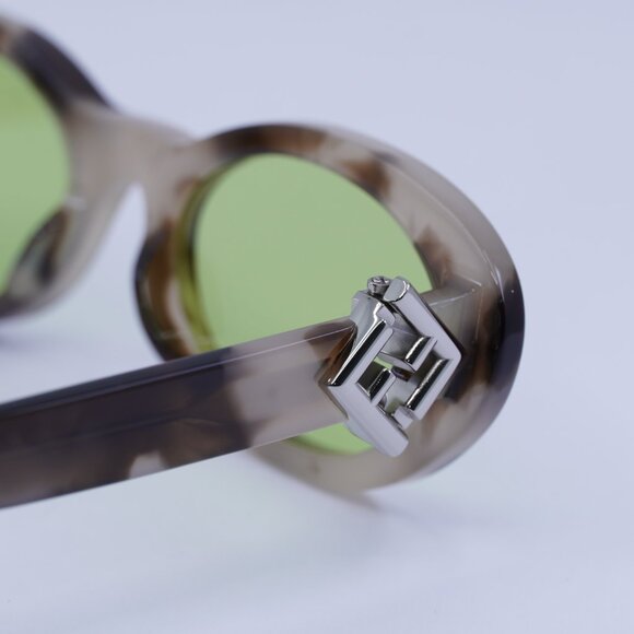 Fendi FE40140U 56N Sunglasses Shiny Havana Oval Frame, Green Lenses main image 5
